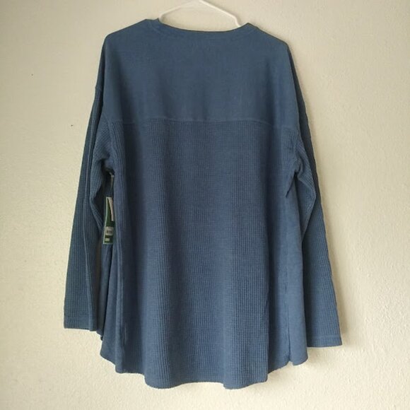 Terra & Sky women's size 1X blue waffle knit sweater - Picture 2 of 12